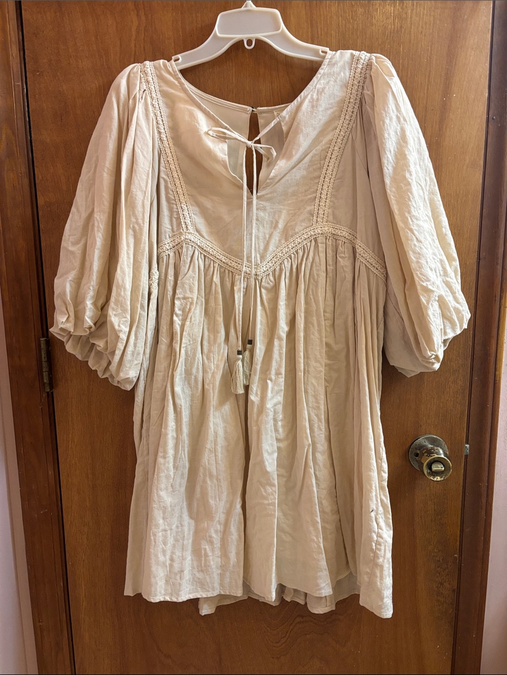 By Together Cream Boho Midi Dress with Lace Trim